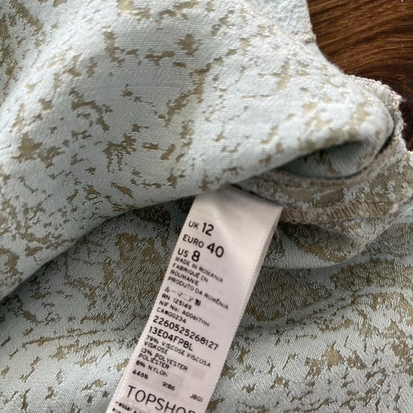 Topshop Light Blue & Mint Snake Print Zip Blouse - Picture 6 of 6